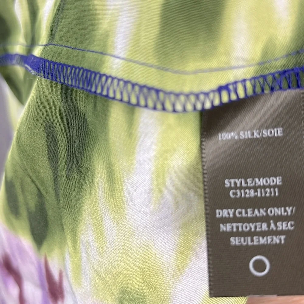 Charlie‎ Jade -women’s 100% silk printed Maxi Dress V- Neck Green/purple size XS - Picture 7 of 7